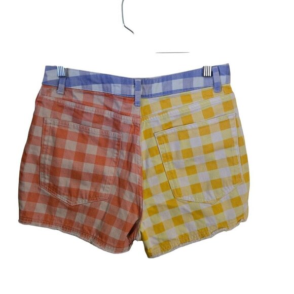 Anthropologie X Farm Rio Gingham Color Block High Waist Shorts Size M - Picture 3 of 14